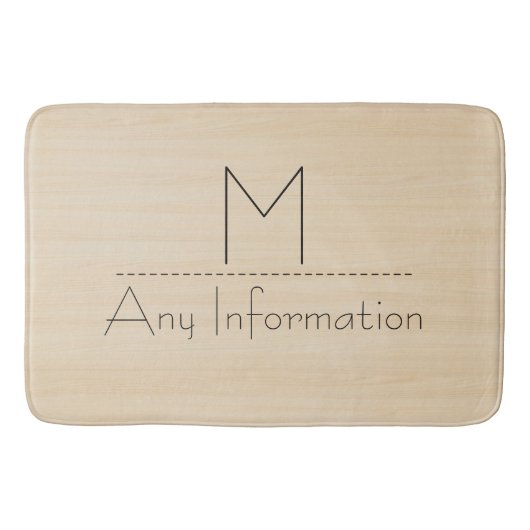 Tapis De Bain Monogramme de texture du grain de bois (Devant)