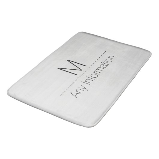 Tapis De Bain Monogramme de texture du grain de bois blanc (Angle)