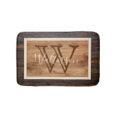 Tapis De Bain Monogramme de ton de bois rustique (Devant)