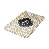 Tapis De Bain Monogramme de treillis or et noir (Angle)