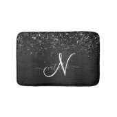 Tapis De Bain Monogramme d'étincelle à Parties scintillant noire (Devant)