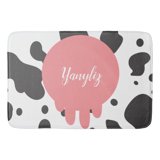 Tapis De Bain Monogramme d'impression de vache cool (Devant)