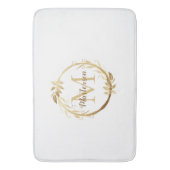Tapis De Bain Monogramme d'or blanc Chic Eucalyptus Wreath (devant Vertical)