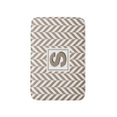 Tapis De Bain Monogramme d'os de cerf blanc tan (Devant (Vertical))