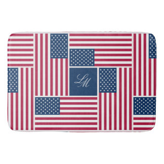 Tapis De Bain Monogramme Drapeau Américain Patriotique Americana