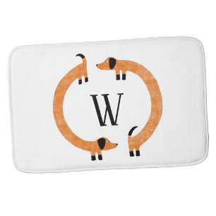 Tapis De Bain Monogramme drôle de chien saucisse Dachshund