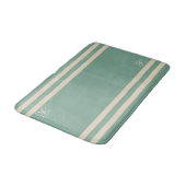 Tapis De Bain Monogramme élégant à rayures turquoise et crème (Angle)
