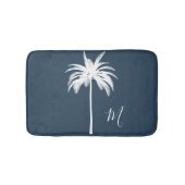 Tapis De Bain Monogramme élégant de palmier blanc tropical (Devant)
