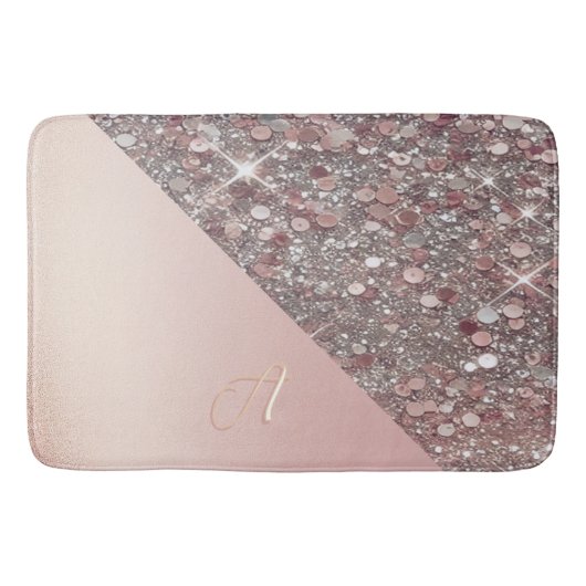 Tapis De Bain Monogramme élégant en or rose (Devant)