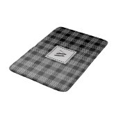 Tapis De Bain Monogramme Élégant Noir Et Blanc Plaid Checks (Angle)