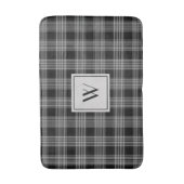 Tapis De Bain Monogramme Élégant Noir Et Blanc Plaid Checks (Devant (Vertical))
