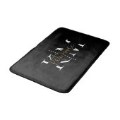 Tapis De Bain Monogramme élégant noir or Script Stylé (Angle)
