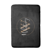 Tapis De Bain Monogramme élégant Nom de script Or Noir  (Devant (Vertical))