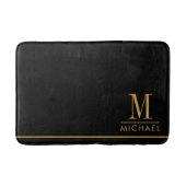 Tapis De Bain Monogramme élégant Or Nom Noir (Devant)