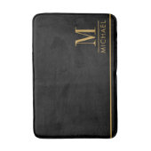Tapis De Bain Monogramme élégant Or Nom Noir (Devant (Vertical))