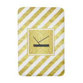 Tapis De Bain Monogramme élégant Rayures dorées (Devant (Vertical))