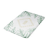 Tapis De Bain Monogramme Elégant Verdure Aquarelle Feuilles (Angle)