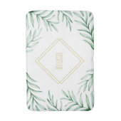 Tapis De Bain Monogramme Elégant Verdure Aquarelle Feuilles (Devant (Vertical))