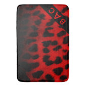 Tapis De Bain Monogramme Empreinte de léopard rouge et noir (devant Vertical)