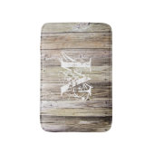 Tapis de bain monogramme en bois rustique (Devant (Vertical))
