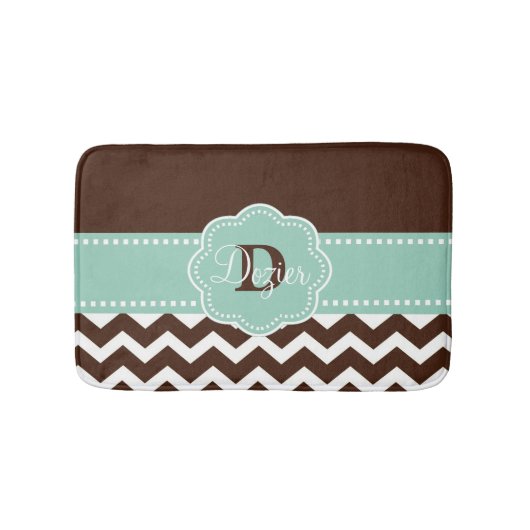 Tapis De Bain Monogramme en bon état Brown de Chevron (Devant)
