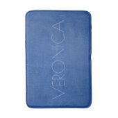 Tapis De Bain Monogramme en cuir Vintage bleu (Devant (Vertical))