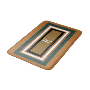 Tapis De Bain Monogramme en cuivre vert géométrique gras