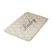 Tapis De Bain Monogramme en lin rustique beige et toile Quatrefo (Angle)
