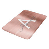 Tapis De Bain Monogramme en métal brossé rose or Nom et initiale (Angle)