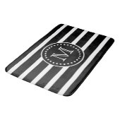 Tapis De Bain Monogramme en noir et blanc Gras et points polka (Angle)