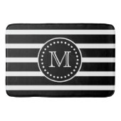 Tapis De Bain Monogramme en noir et blanc Gras et points polka (Devant)