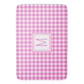 Tapis De Bain Monogramme En vichy plaid rose et blanc (devant Vertical)