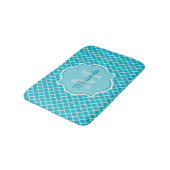 Tapis De Bain Monogramme et nom de Quatrefoil bleu turquoise cla (Angle)