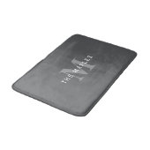 Tapis De Bain Monogramme et nom gris foncé moderne (Angle)
