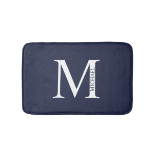 Tapis De Bain Monogramme et nom personnalisés bleu marine
