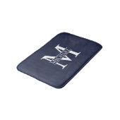 Tapis De Bain Monogramme et nom personnalisés bleu marine (Angle)