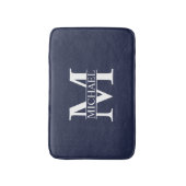 Tapis De Bain Monogramme et nom personnalisés bleu marine (Devant (Vertical))
