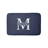 Tapis De Bain Monogramme et nom personnalisés bleu marine (Devant)