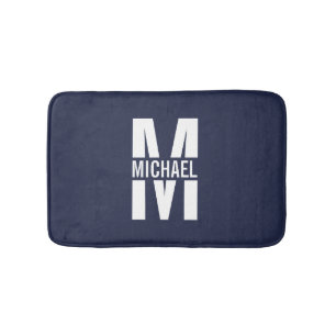 Tapis De Bain Monogramme et nom personnalisés bleu marine