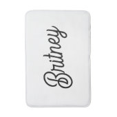 Tapis De Bain Monogramme et nom personnalisés en noir moderne (Devant (Vertical))