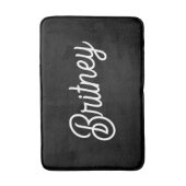 Tapis De Bain Monogramme et nom personnalisés en noir moderne (Devant (Vertical))