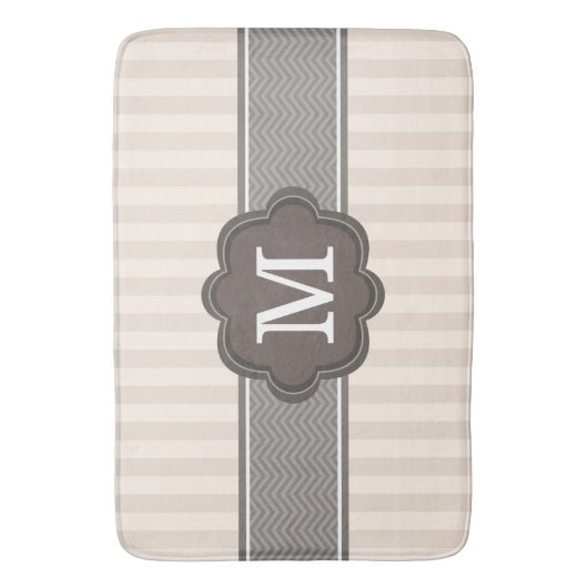 Tapis De Bain Monogramme fait sur commande Brown de rayures (devant Vertical)