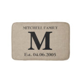 Tapis De Bain Monogramme faux lin burlap rustique mariage initia (Devant)