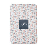 Tapis De Bain Monogramme Flamant Rose Moderne (Devant (Vertical))