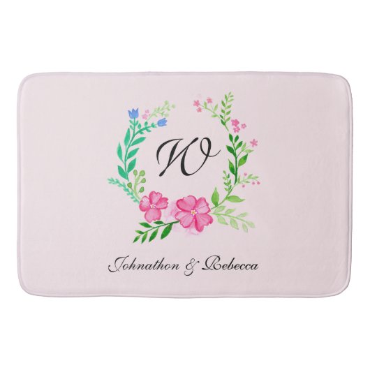 Tapis De Bain Monogramme floral (Devant)