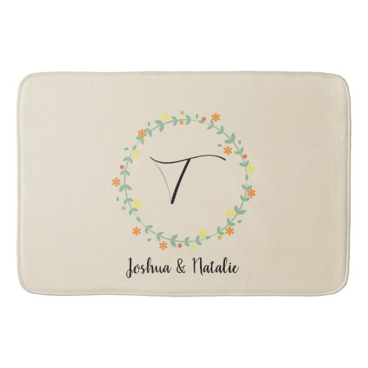 Tapis De Bain Monogramme floral (Devant)