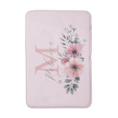 Tapis De Bain monogramme floral chic couleur rose pâle (Devant (Vertical))