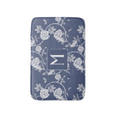 Tapis De Bain Monogramme floral de la Chinoiserie bleue (Devant (Vertical))