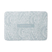 Tapis De Bain Monogramme Floral Foliage Elegan Dusty Blue (Devant)