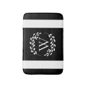 Tapis De Bain Monogramme floral noir et blanc (Devant (Vertical))